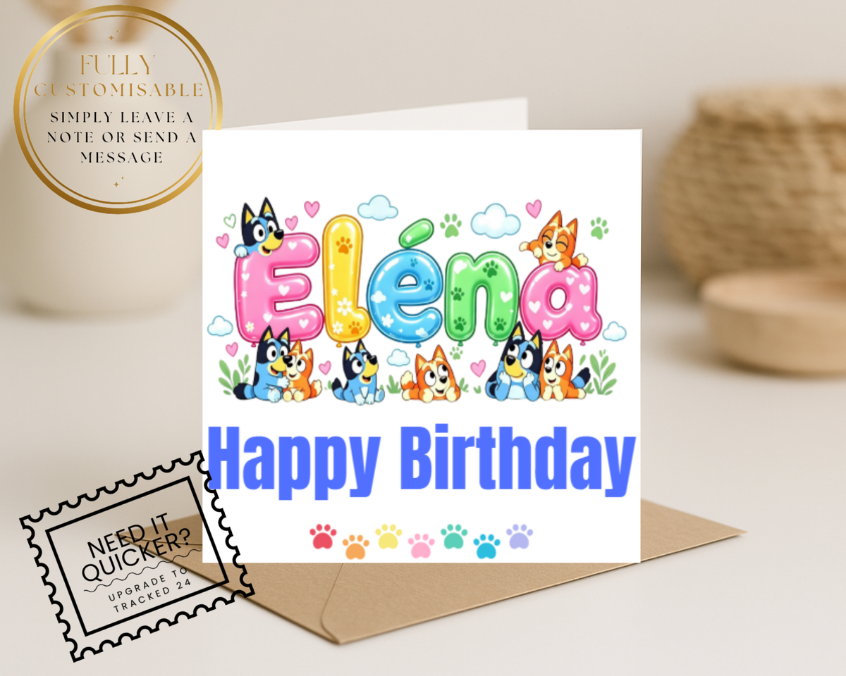 Personalized bluey name Birthday Card