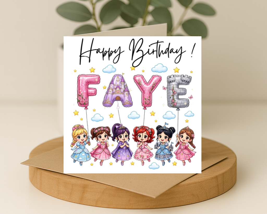 Personalized princess name Birthday Card | Custom Name & age