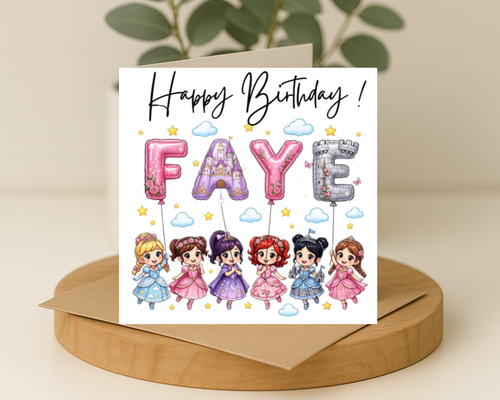 Personalized princess name Birthday Card | Custom Name & age