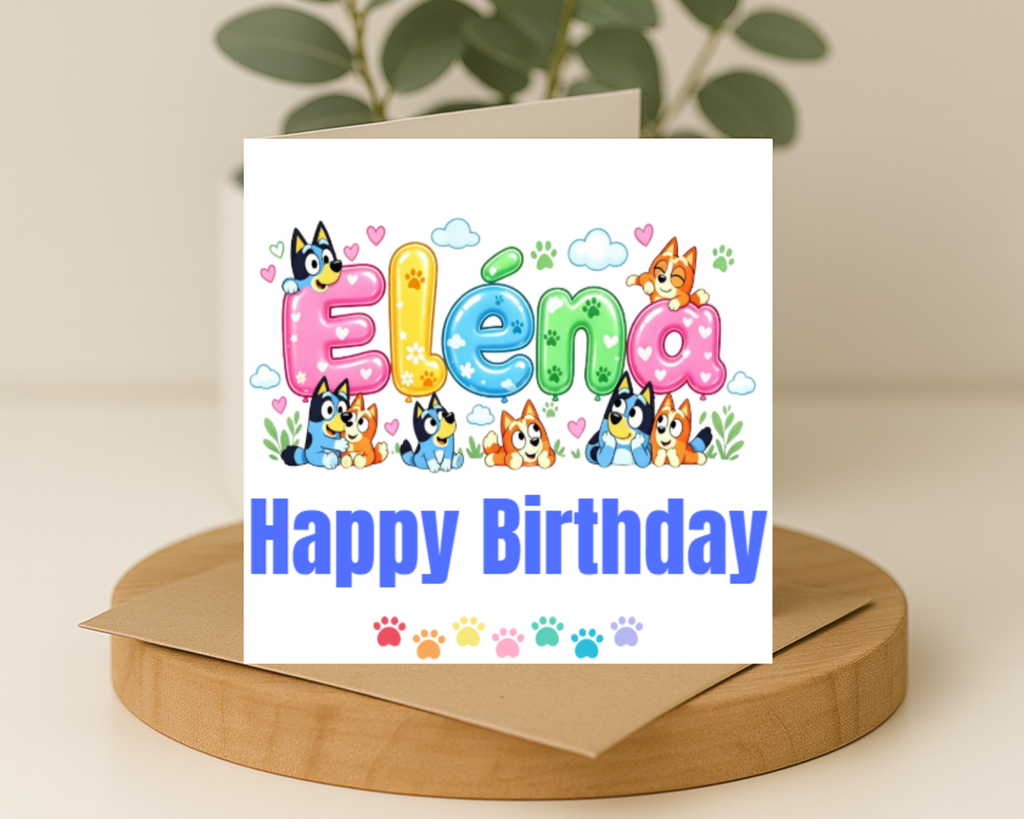 Personalized bluey name Birthday Card