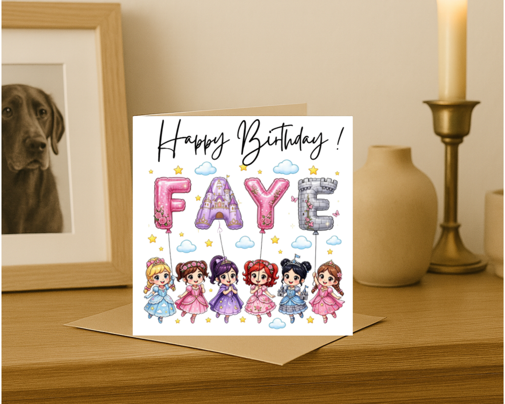 Personalized princess name Birthday Card | Custom Name & age