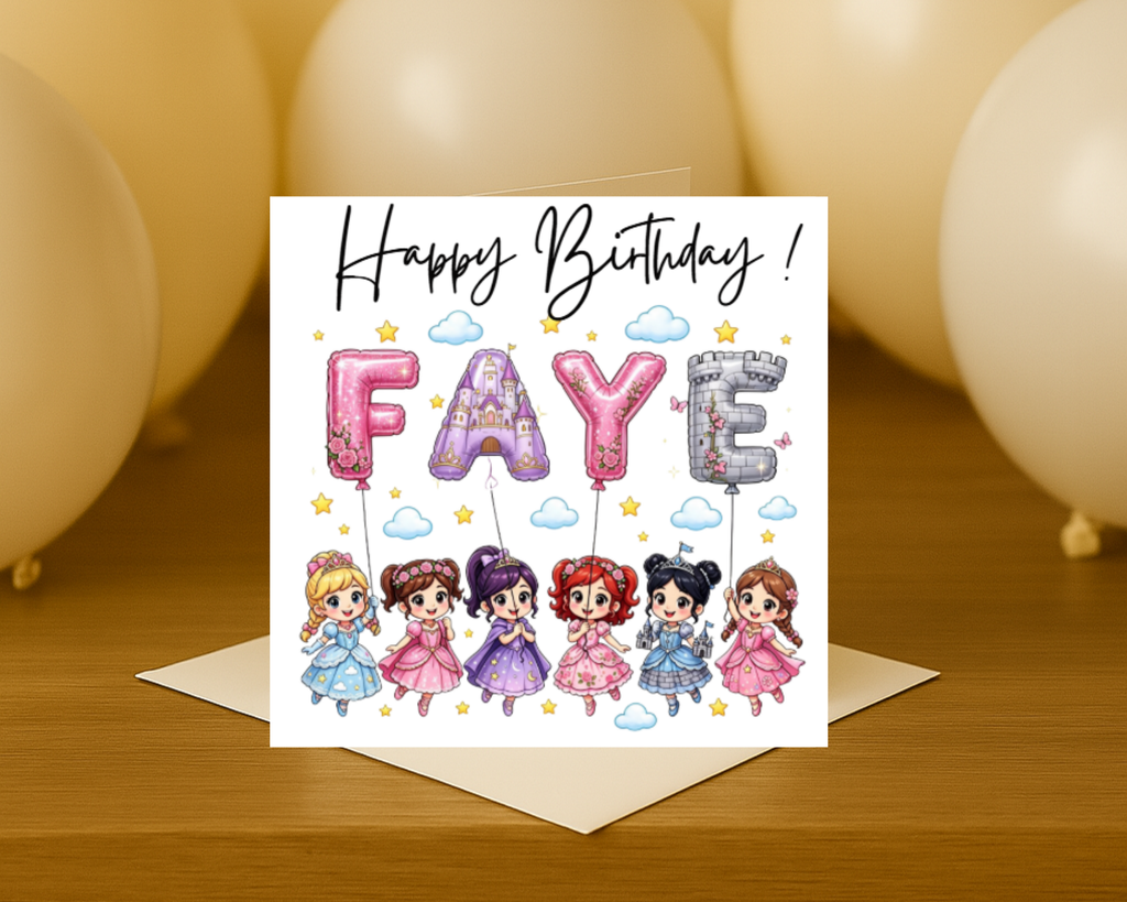Personalized princess name Birthday Card | Custom Name & age