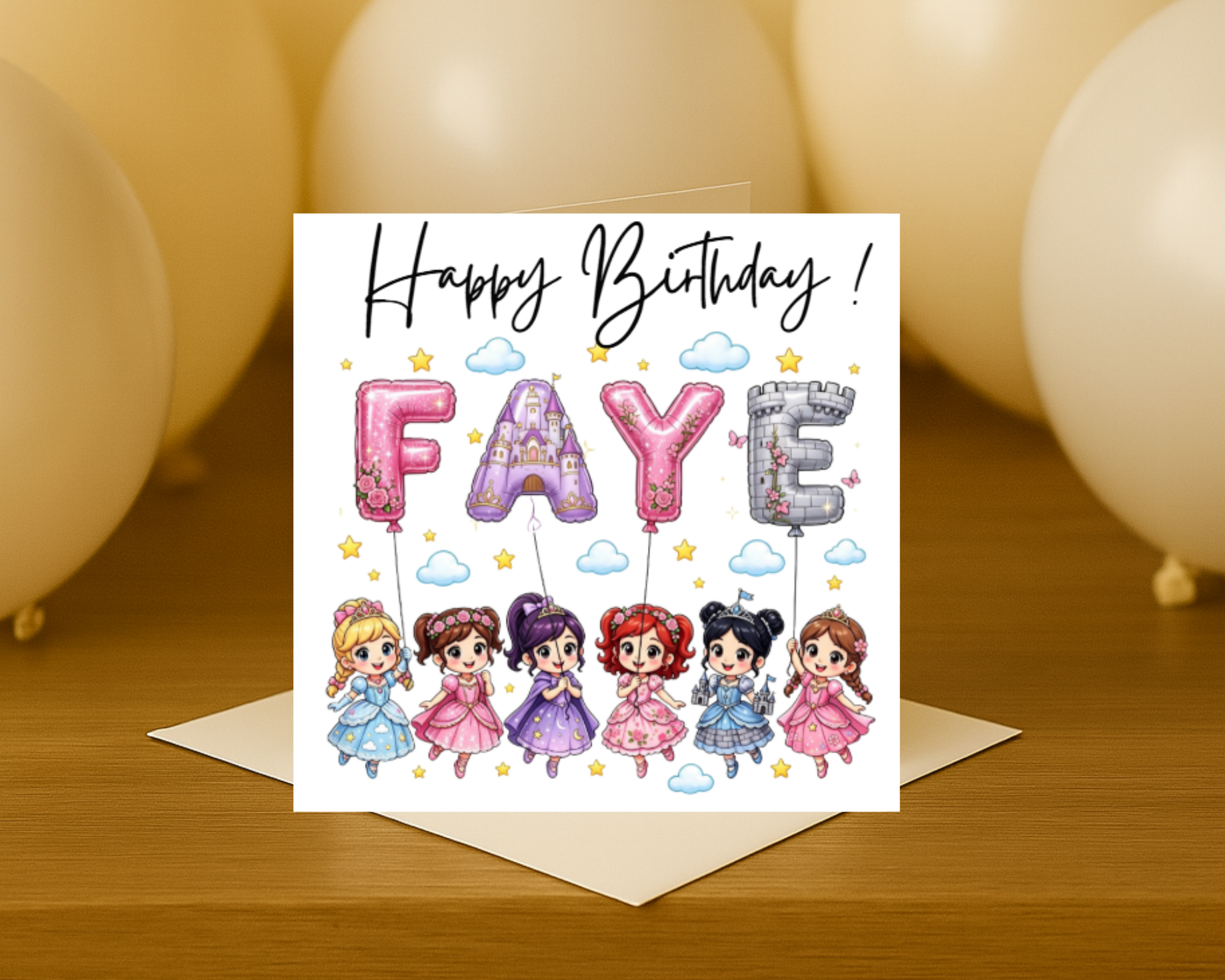 Personalized princess name Birthday Card | Custom Name & age