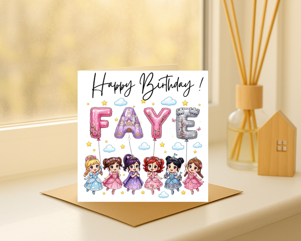 Personalized princess name Birthday Card | Custom Name & age