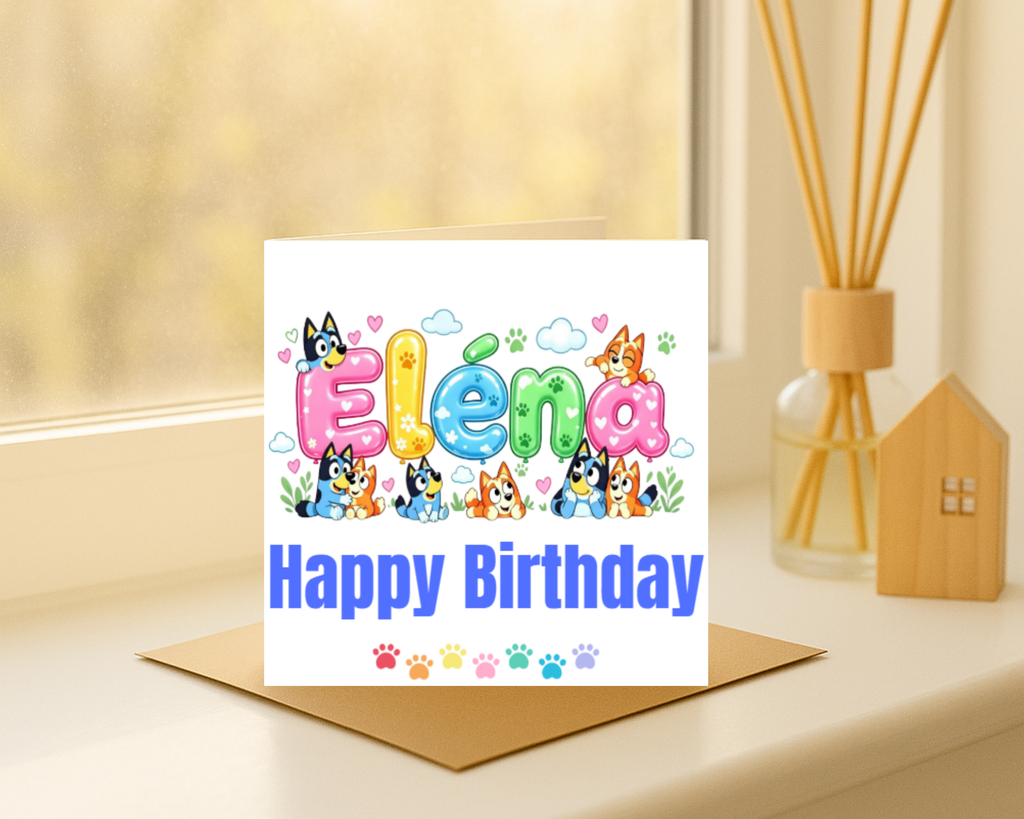 Personalized bluey name Birthday Card