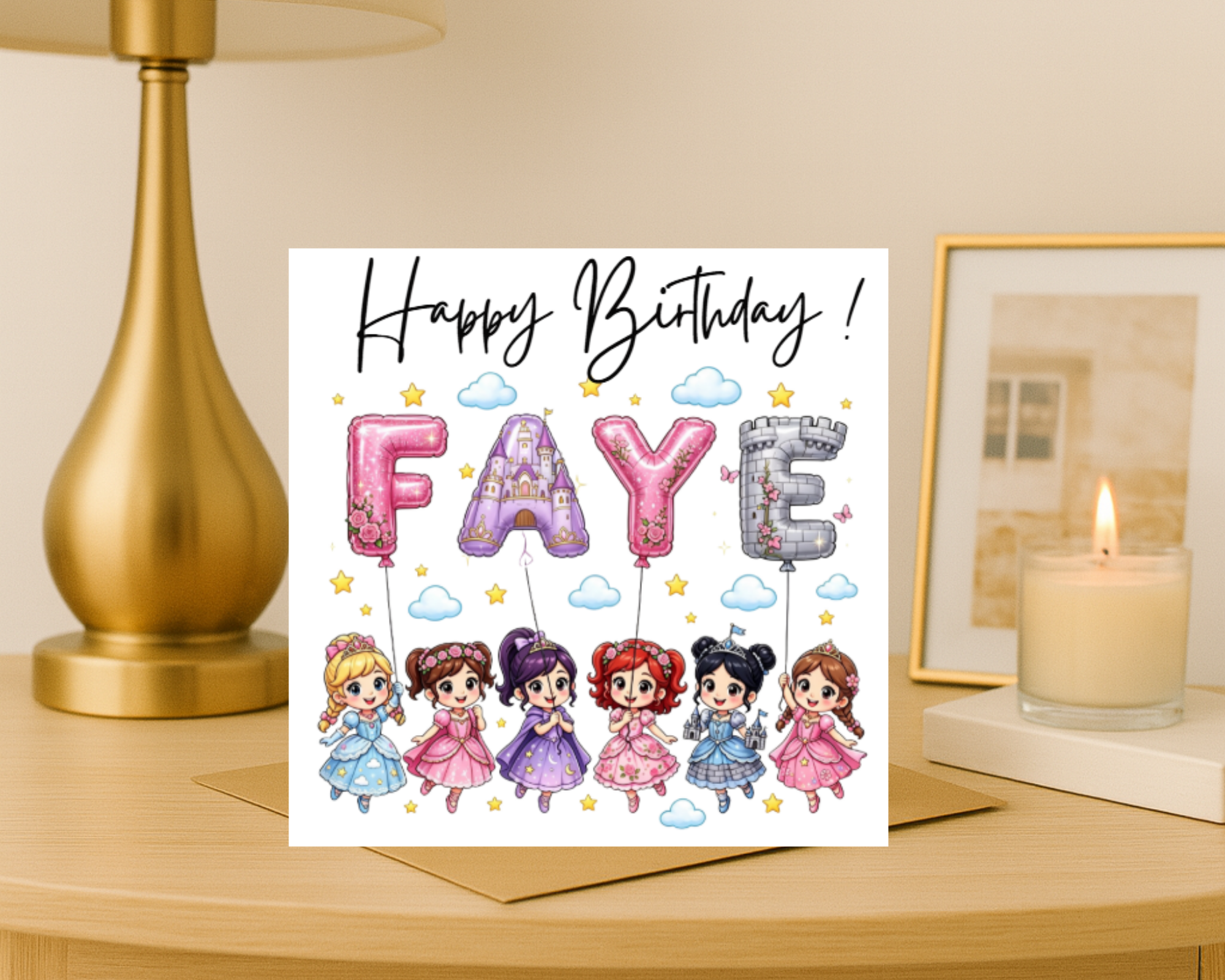 Personalized princess name Birthday Card | Custom Name & age