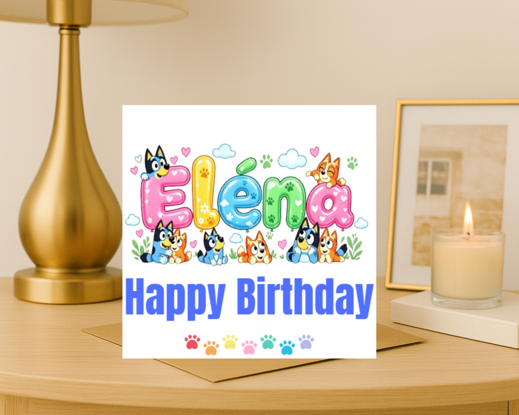 Personalized bluey name Birthday Card