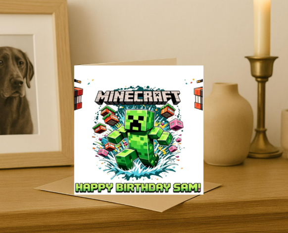 Personalized minecraft name Birthday Card