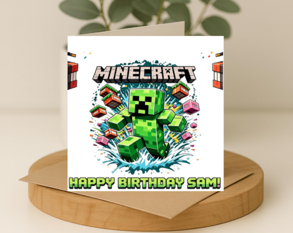 Personalized minecraft name Birthday Card