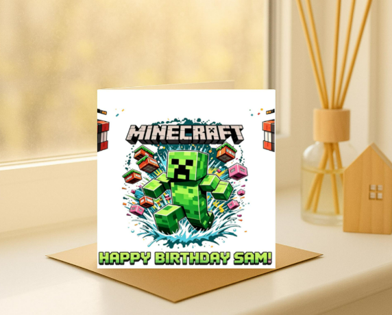 Personalized minecraft name Birthday Card