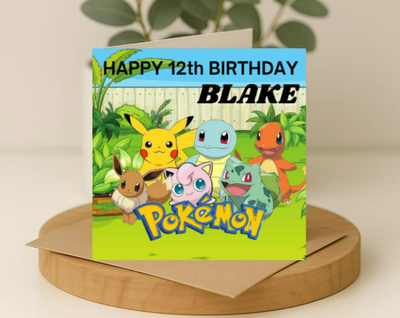 Personalized pokemon name Birthday Card