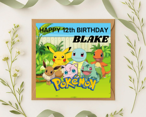 Personalized pokemon name Birthday Card