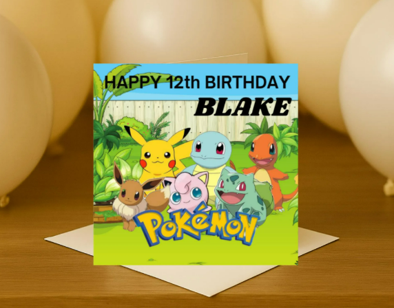 Personalized pokemon name Birthday Card