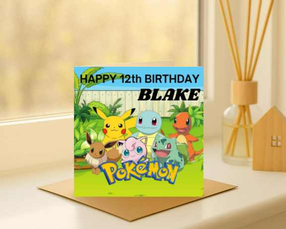 Personalized pokemon name Birthday Card