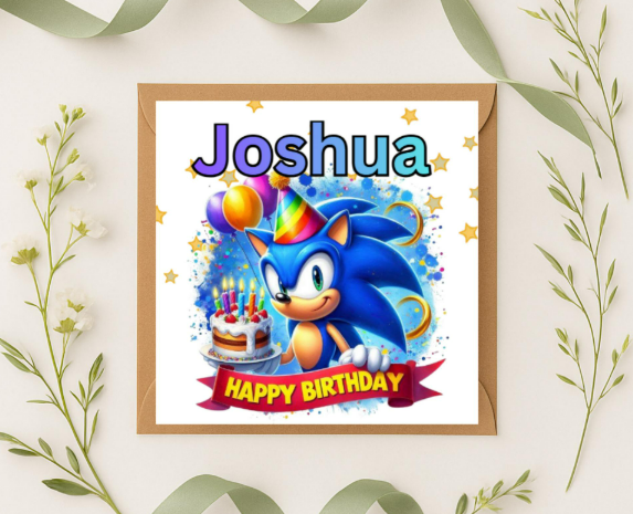 Personalized sonic name Birthday Card