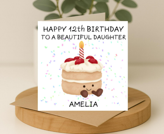 Personalized jelly cake name Birthday Card