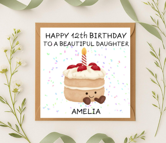 Personalized jelly cake name Birthday Card