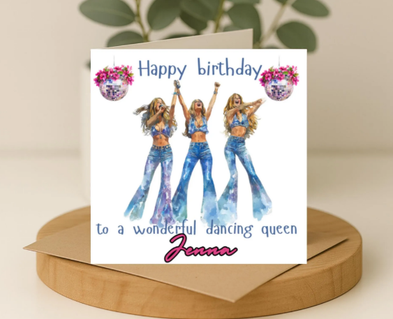 Personalized dancing queen name Birthday Card