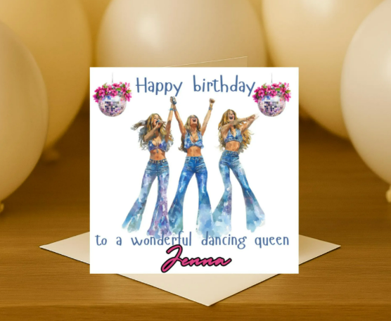 Personalized dancing queen name Birthday Card
