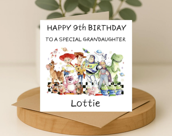 Personalized toy story group name Birthday Card