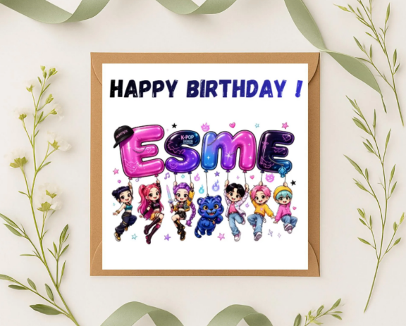 Personalized k pop name Birthday Card