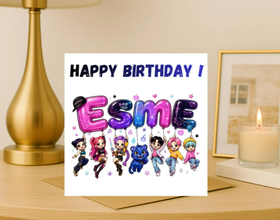 Personalized k pop name Birthday Card