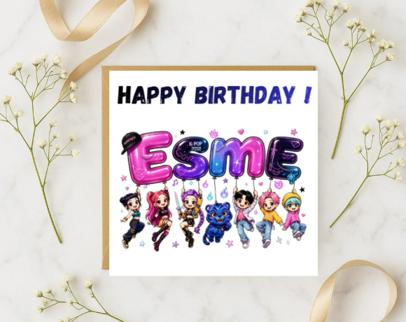 Personalized k pop name Birthday Card