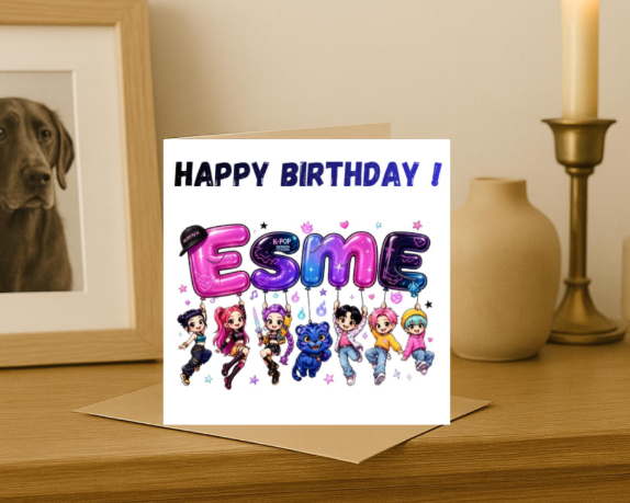 Personalized k pop name Birthday Card