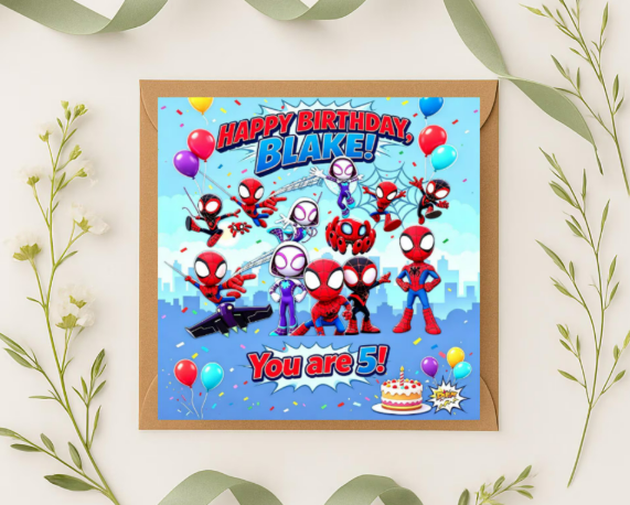 Personalized spider verse Birthday Card