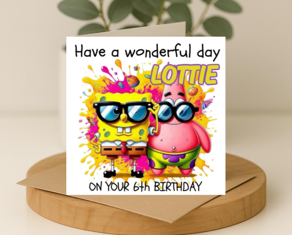 Personalized spongebob design 2 Birthday Card