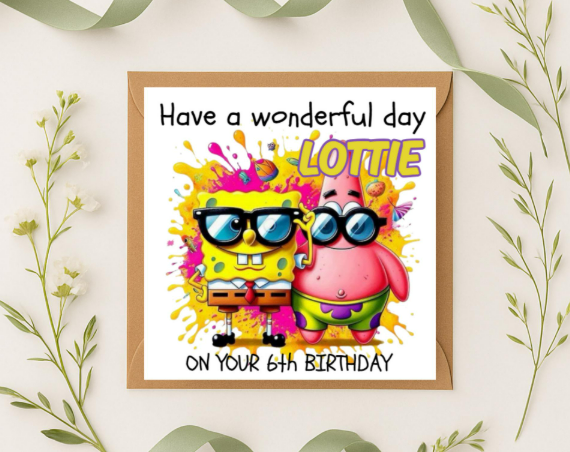 Personalized spongebob design 2 Birthday Card