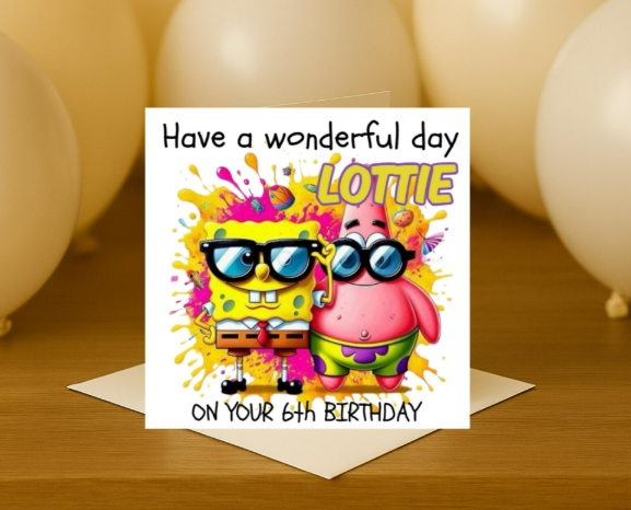 Personalized spongebob design 2 Birthday Card