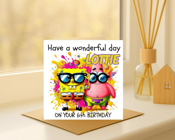 Personalized spongebob design 2 Birthday Card