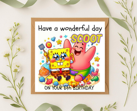 Personalized spongebob  Birthday Card