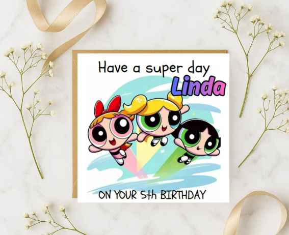 Personalized power puff girls  Birthday Card
