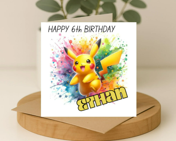 Personalized pickachu Birthday Card