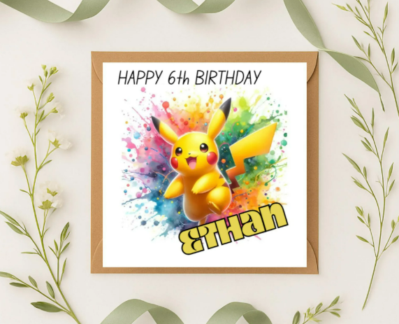 Personalized pickachu Birthday Card