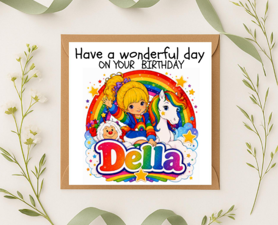 Personalized rainbow bright Birthday Card