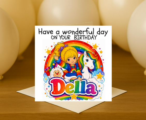 Personalized rainbow bright Birthday Card