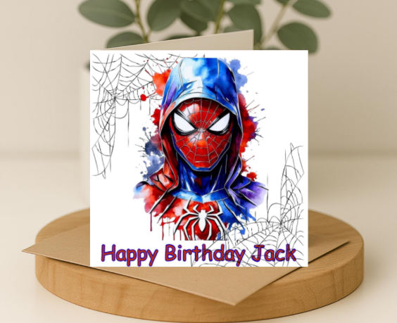Personalized spiderman head Birthday Card