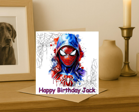 Personalized spiderman head Birthday Card
