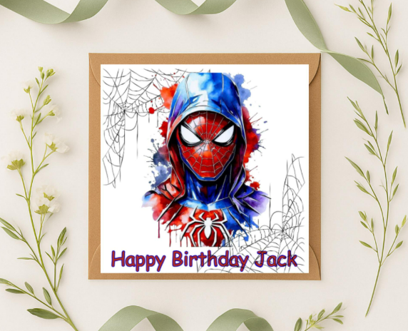 Personalized spiderman head Birthday Card