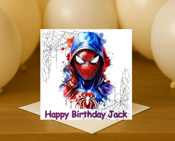 Personalized spiderman head Birthday Card