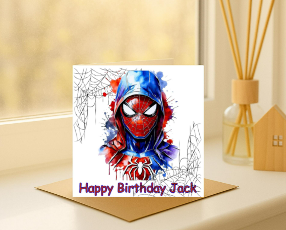 Personalized spiderman head Birthday Card