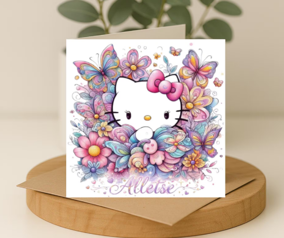 Personalized hello kitty name Birthday Card