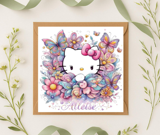 Personalized hello kitty name Birthday Card