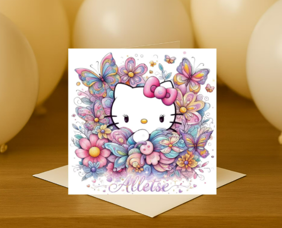 Personalized hello kitty name Birthday Card