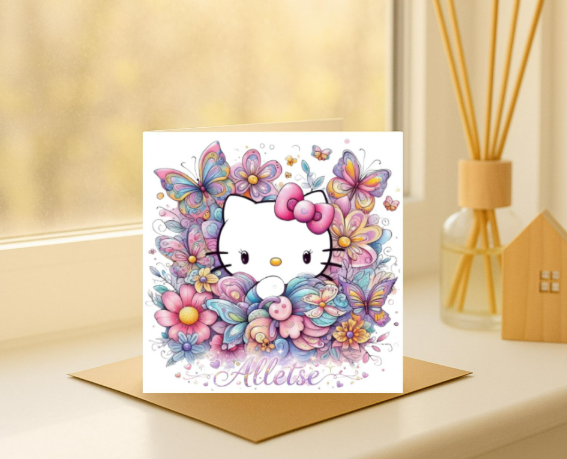 Personalized hello kitty name Birthday Card