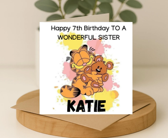 Personalized Garfield name Birthday Card