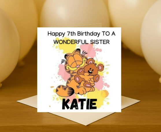 Personalized Garfield name Birthday Card